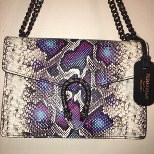 Persaman New York Multicolor Python Snake Print Shoulder Bag